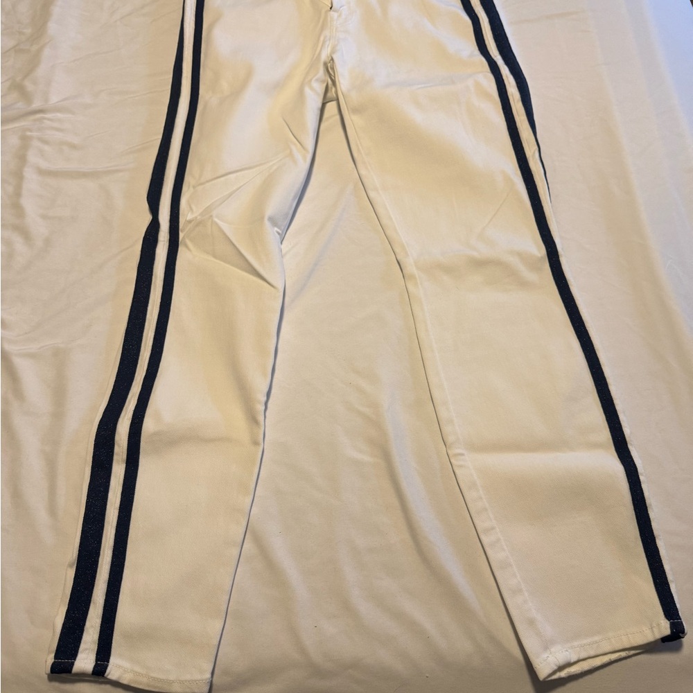 MOTHER White Joggers with Black Stripes